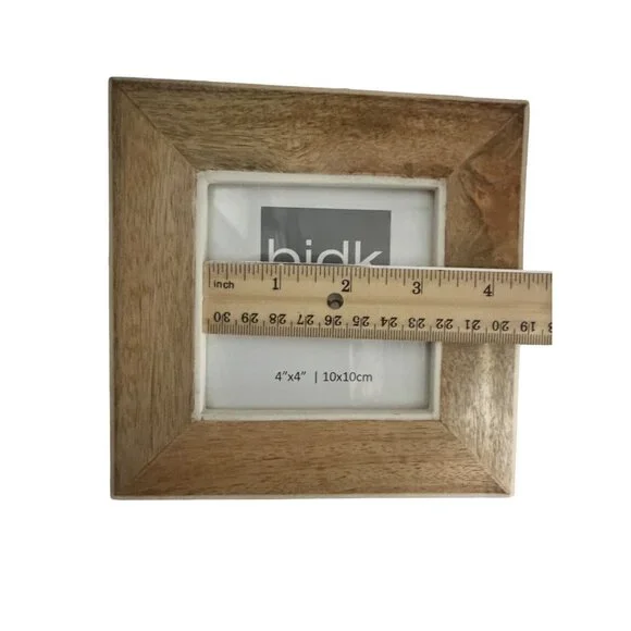 BIDK Home Wood Square Picture Frame Brown White Holds 4"x4" Photo (Total 6"x6") - Picture 3 of 9